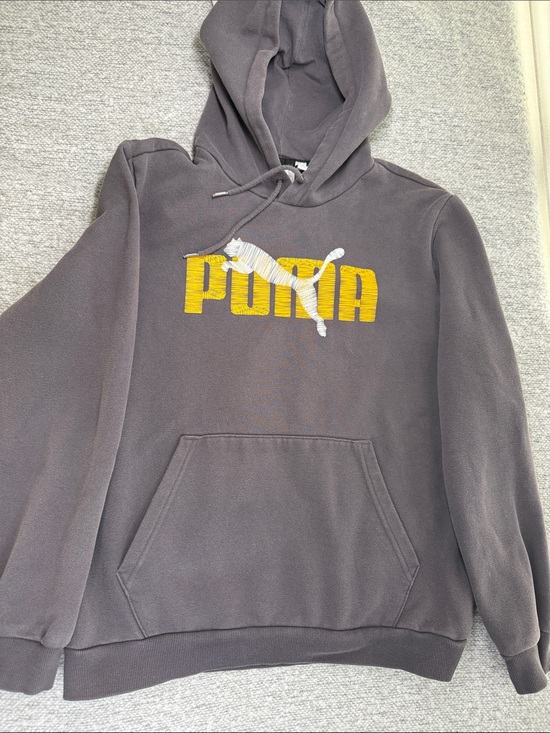 Puma Other - Puma Men's Charcoal Crewneck Hoodie with Yellow Logo Size M
